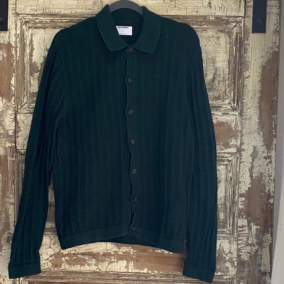 Old Navy Forest Green Textured Knit Cardigan, Size M - Picture 2 of 6